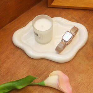Women Ceramic Jewelry Tray Trinket Dish Decorative Cloud Vanity Key Tray